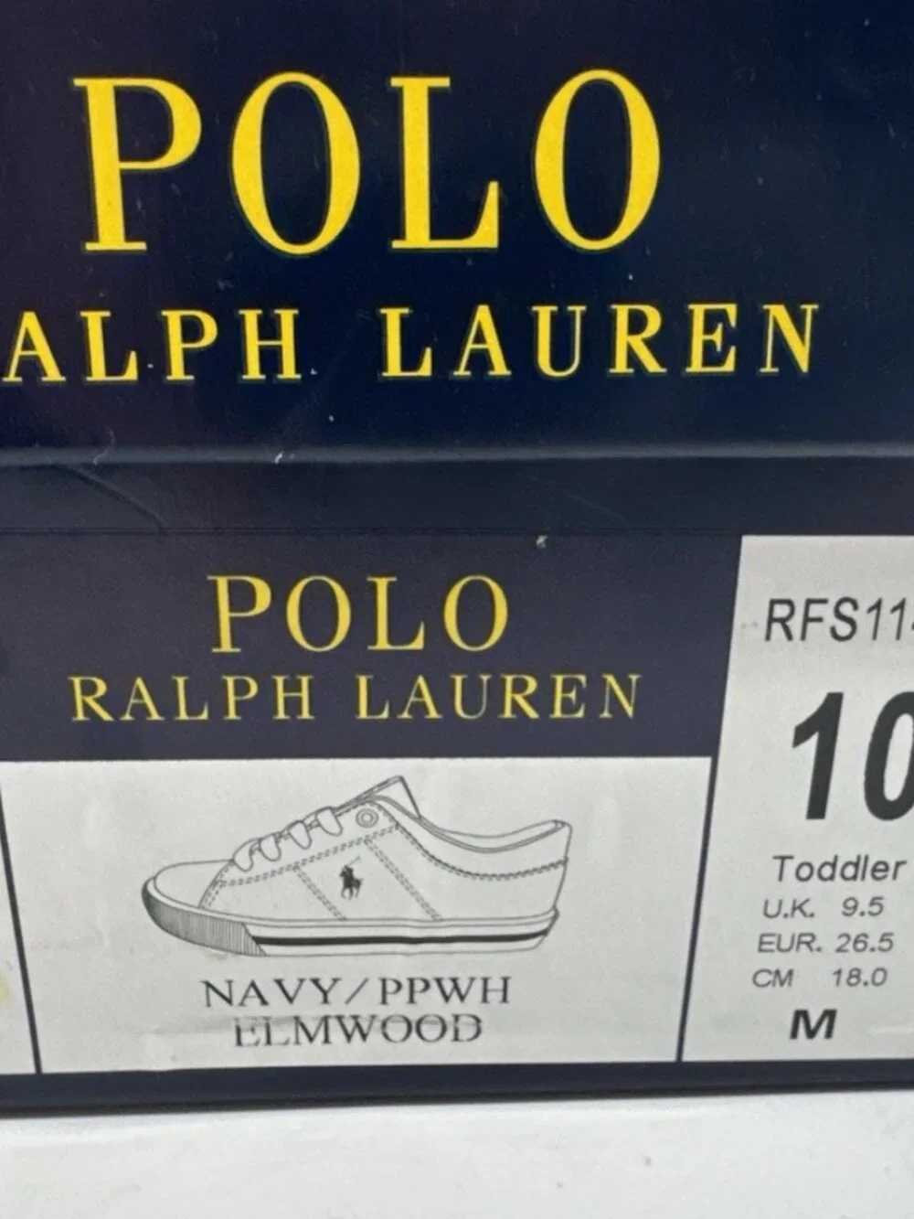 Ralph Lauren Polo Shoes Toddler Boys 10 Blue Sneakers Lace Up Canvas with Box